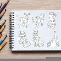 Gothic Cats Coloring Pack