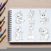 Animal Couples Coloring Pack