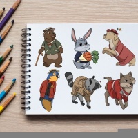 Animal Couples Coloring Pack Silver