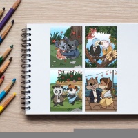 Animal Couples Coloring Pack Gold