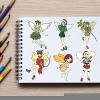 Christmas Fairies Coloring Pack Silver