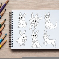 Easter Bunny Animals Coloring Pack