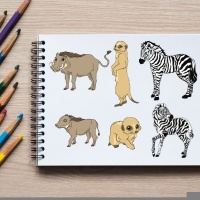 Safari Animals Coloring Pack Silver