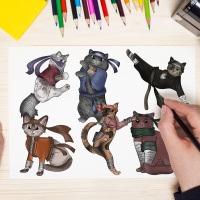 Ninja Cats Full Coloring Pack