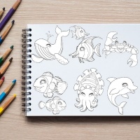 Sea Creature Minis Coloring Pack