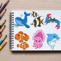 Sea Creature Minis Coloring Pack Silver