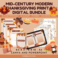 Mid-Century Modern Thanksgiving Print and Digital Planner Bundle