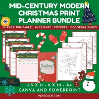 Mid-Century Modern Christmas Print Planner Bundle