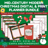 Mid-Century Modern Christmas Print and Digital Planner Bundle