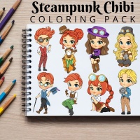 Steampunk Mini Coloring Pack Silver