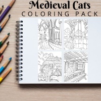 Medieval Cats Coloring Pack Bronze