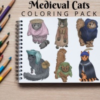 Medieval Cats Coloring Pack Silver