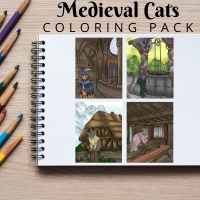 Medieval Cats Coloring Pack Gold