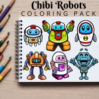 Mini Robots Coloring Pack Silver