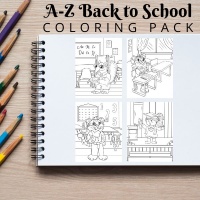 A-Z Back to School Animals Coloring Pack Bronze