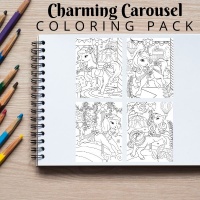 Charming Carousel Horses Coloring Pack Bronze