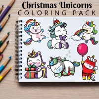 Christmas Unicorns Coloring Pack Silver