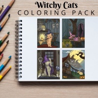 Witchy Cats Full Coloring Pack