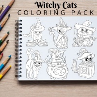 Witchy Cats Coloring Pack