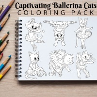 Captivating Ballerina Cats Coloring Pack