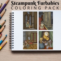 Steampunk Furbabies Full Coloring Pack