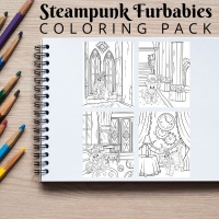 Steampunk Furbabies Coloring Pack Bronze