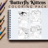 Butterfly Kittens Coloring Pack Bronze