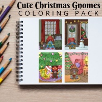 Cute Christmas Gnomes Full Coloring Pack