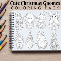 Cute Christmas Gnomes Coloring Pack