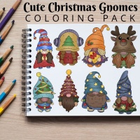 Cute Christmas Gnomes Coloring Pack Silver