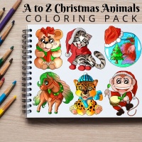 A to Z Christmas Animals Coloring Pack Silver