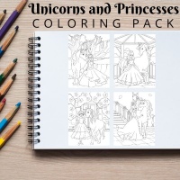 Unicorns and Princesses Coloring Pack Bronze