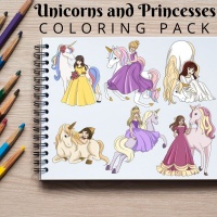 Unicorns and Princesses Coloring Pack Silver