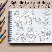 Robotic Cats and Dogs Coloring Pack