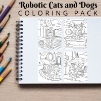 Robotic Cats and Dogs Coloring Pack Bronze