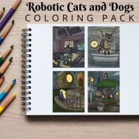 Robotic Cats and Dogs Coloring Pack Gold