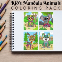 Kid’s Mandala Animals Coloring Pack Gold