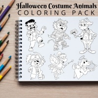 Halloween Costume Animals Coloring Pack