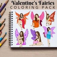 Valentine’s Fairies Coloring Pack Silver