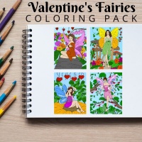 Valentine’s Fairies Coloring Pack Gold