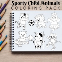 Sporty Mini Animals Coloring Pack