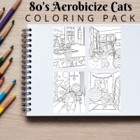 80s Aerobicize Cats Coloring Pack Bronze