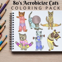 80s Aerobicize Cats Coloring Pack Silver