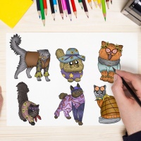 70s Cats Full Coloring Pack