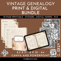 Vintage Genealogy Print and Digital Planner Bundle