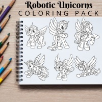 Robotic Unicorns Coloring Pack