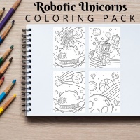 Robotic Unicorns Coloring Pack Bronze