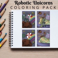 Robotic Unicorns Coloring Pack Gold