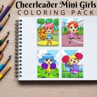 Cheerleader Mini Girls Coloring Pack Gold