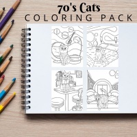 70s Cats Coloring Pack Bronze